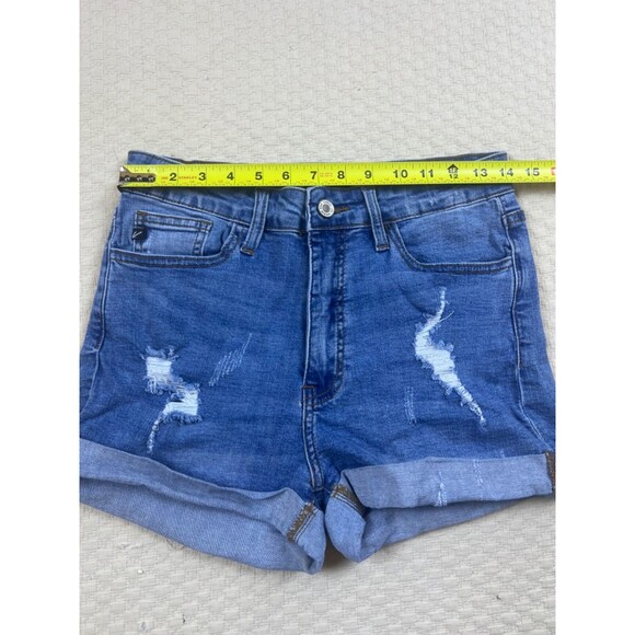 KanCan Jean Distressed Shorts Blue‎ Relaxed Cuffed Denim Medium Wash | Womens 28 - Picture 4 of 10